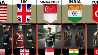 ASKING AI TO CREATE ARMY PICTURE FROM DIFFERENT COUNTRIES  : COMPARISON