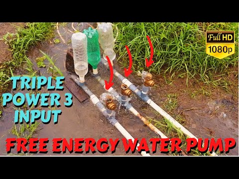 HOW TO MAKE TRIPLE POWER 3 INPUT FREE ENERGY WATER PUMP