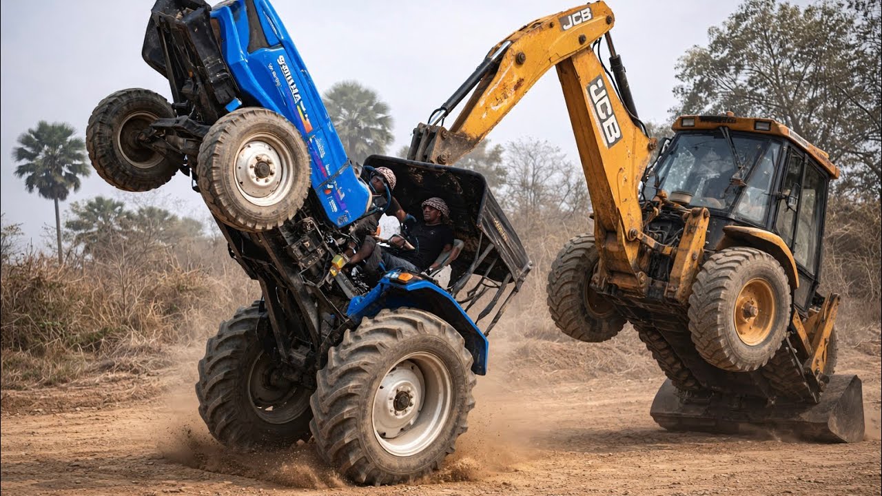 Jcb 3dx Machine And Sonalika Tractor Stunt Video | Jcb Machine Loading Mud In Tractor Trolley | JcB 
