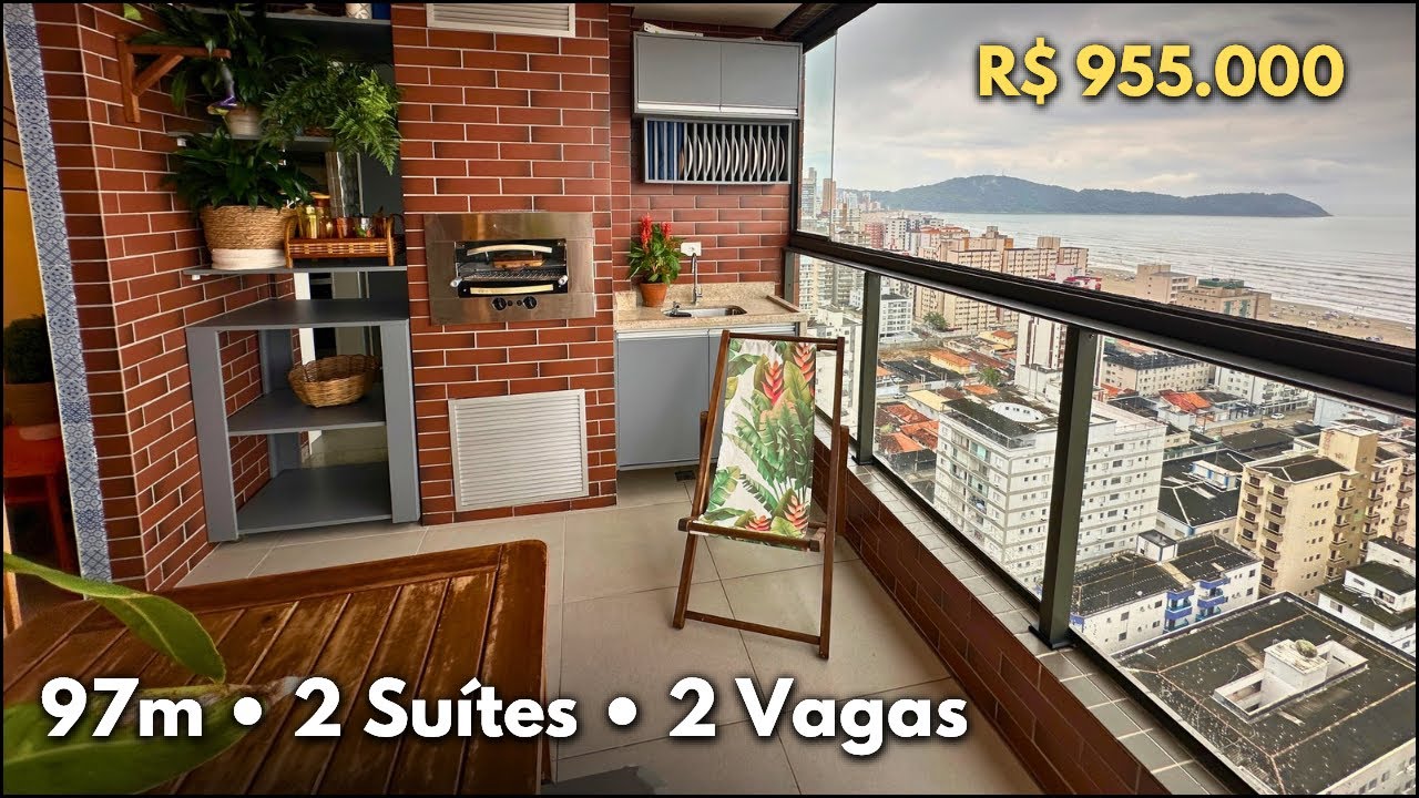 #413  APARTAMENTO MOBILIADO COM VISTA MAR 2 SUÍTES, 2 VAGAS NA GUILHERMINA, PRAIA GRANDE