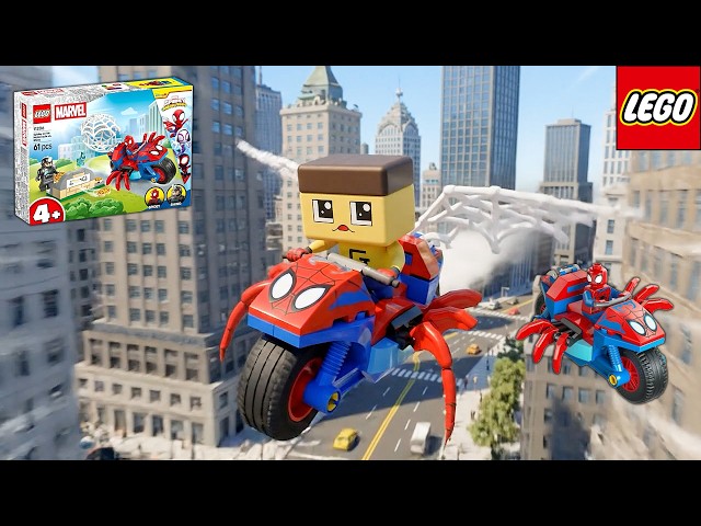 ぐちお、スパイダーマンのバイク盗んだ。最強の敵と戦う！【LEGO レゴ】