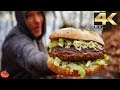 5 POUND PIZZA BURGER! - UNUSUAL COOKING 4K