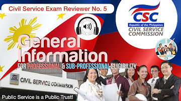 Civil Service Exam Reviewer No. 5: General Information | #reviewcentral #csc #civilserviceexam