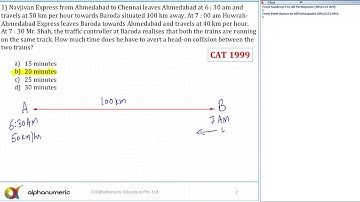 Time, Speed & Distance : Past CAT Question 1 (CAT 1999)