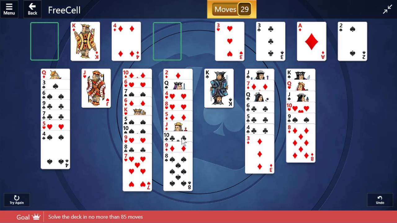 FreeCell\Expert I - Solve the deck in no more than 100 moves 