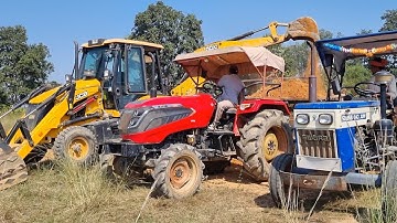 Jcb 3dx Eco Xpert Machine Loading Red Soil In Mahindra and Swaraj Tractor | Jcb Tractor Cartoon