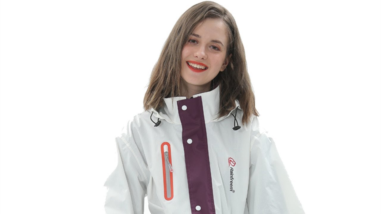 【Live Show 20】Moonlight Blue PU Rain Jacket with Elastic Cap for Women