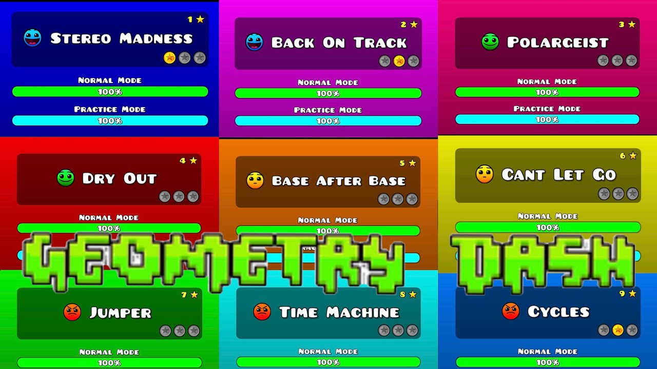 Beating Every Level In Geometry Dash (1-13) - YouTube
