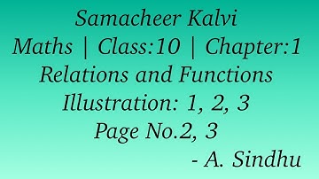 Samacheer Kalvi / Maths | Class : 10 | 1. Relations and Functions | Illustration | page no : 2, 3.