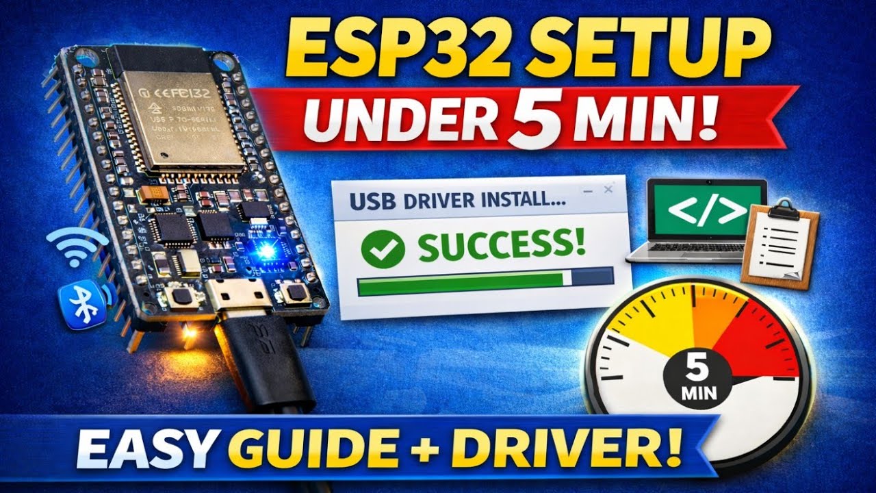 ESP32 Setup Under 5 Minutes Arduino IDE + USB Driver (2026) - YouTube