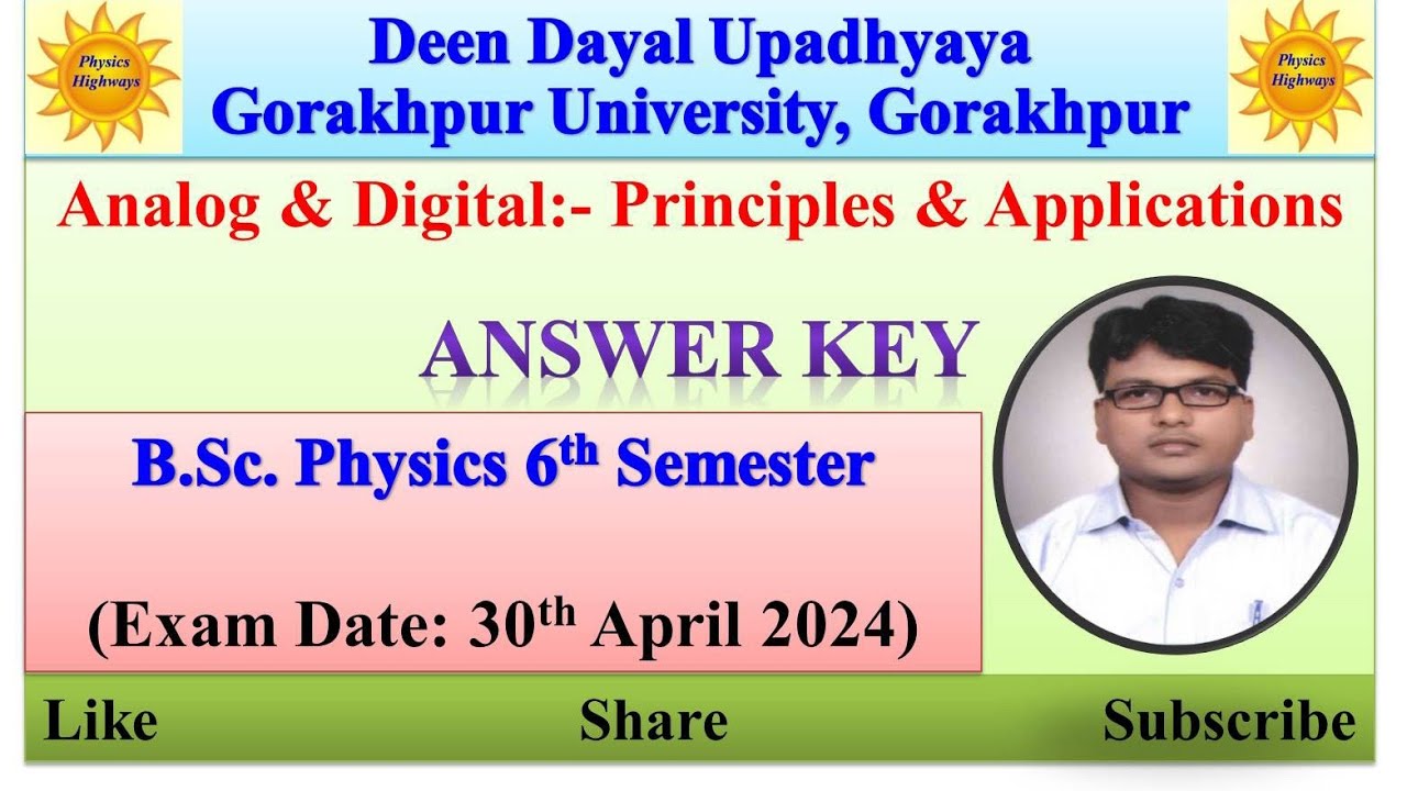 Answer key|| PHY305|| Analog & Digital- Principles & Applications|| BSc physics 6th sem|| #answerkey