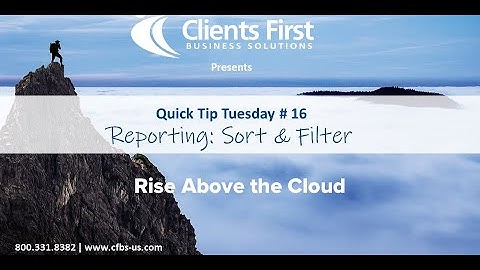 Acumatica Cloud ERP Tip 16: Reporting Sort and Filter