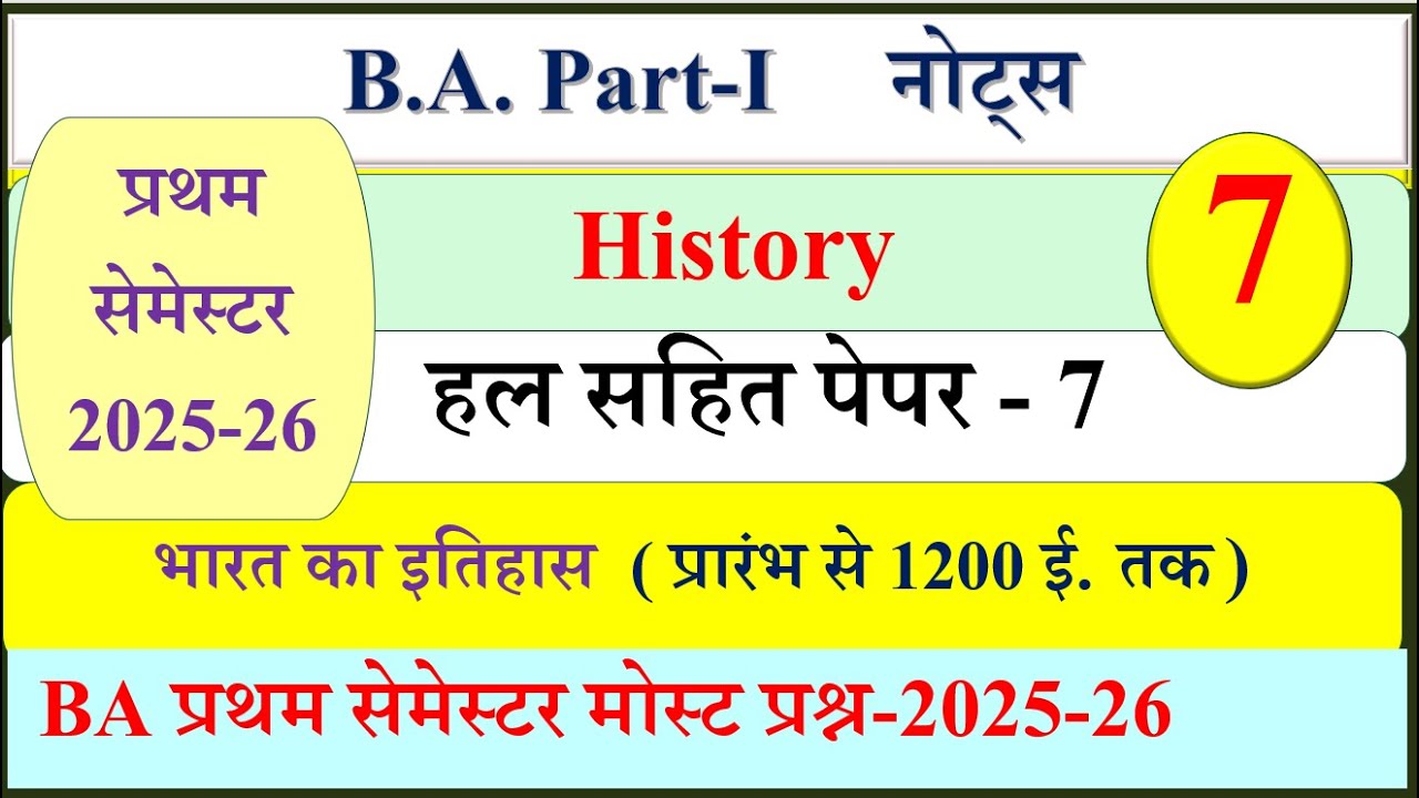 BA 1st semester History Model Paper 2025 | BA 1st year History important questions 2025 | History