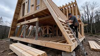 Man Builds the Most HIDDEN A-Frame House in the Forest | Start to Finish
