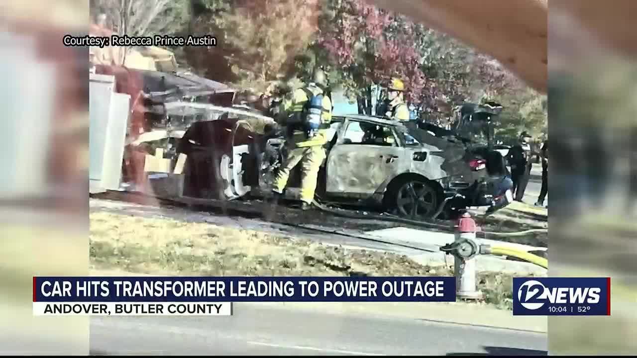 Car hits transformer in Andover, leading to power outage - YouTube