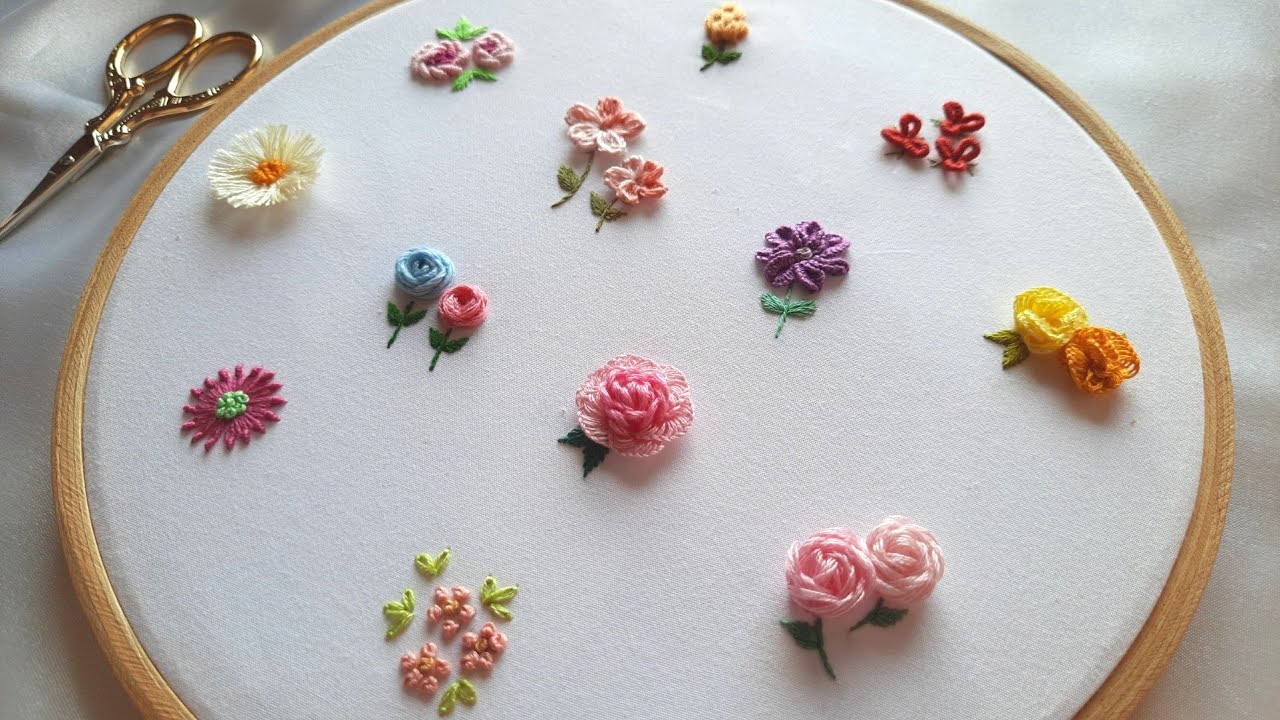 12 flower embroidery Small flower embroidery 3d flower embroidery