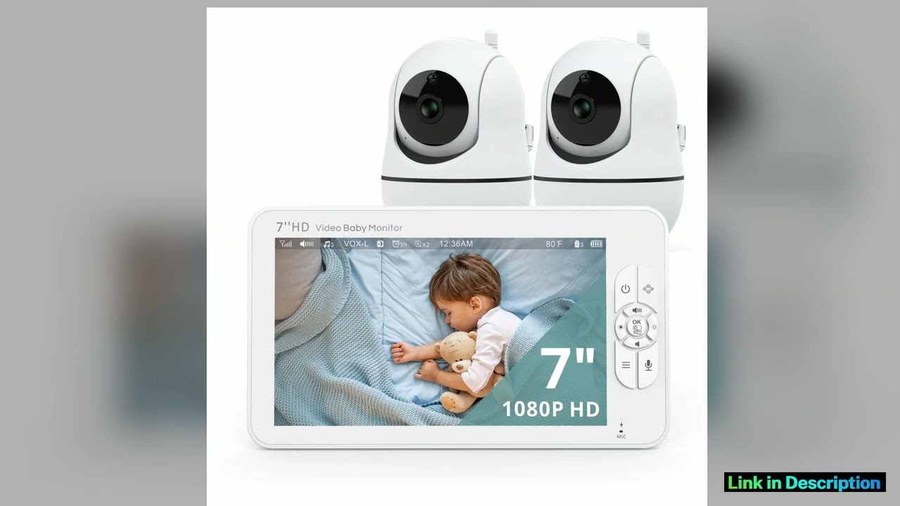 Babystar 7 HD Split Screen Video Baby Monitor No WiFi Baby Camera Monitor Hack Proof Remote ZoomPan
