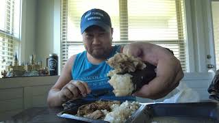 Pounders Hawaiian Grill Pensacola, local eats.  Spam musubi, mac salad, white rice, and meats.