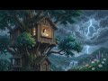 ASMR | Cozy Treehouse During a Thunderstorm 🌧️⚡ Rain Sounds for Sleep