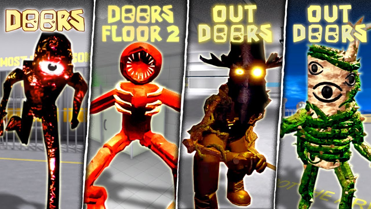 EVOLUTION OF All JUMPSCARES - DOORS The Great OUTDOORS, FLOOR 2, HOTEL+ in BARRY'S PRISON RUN!