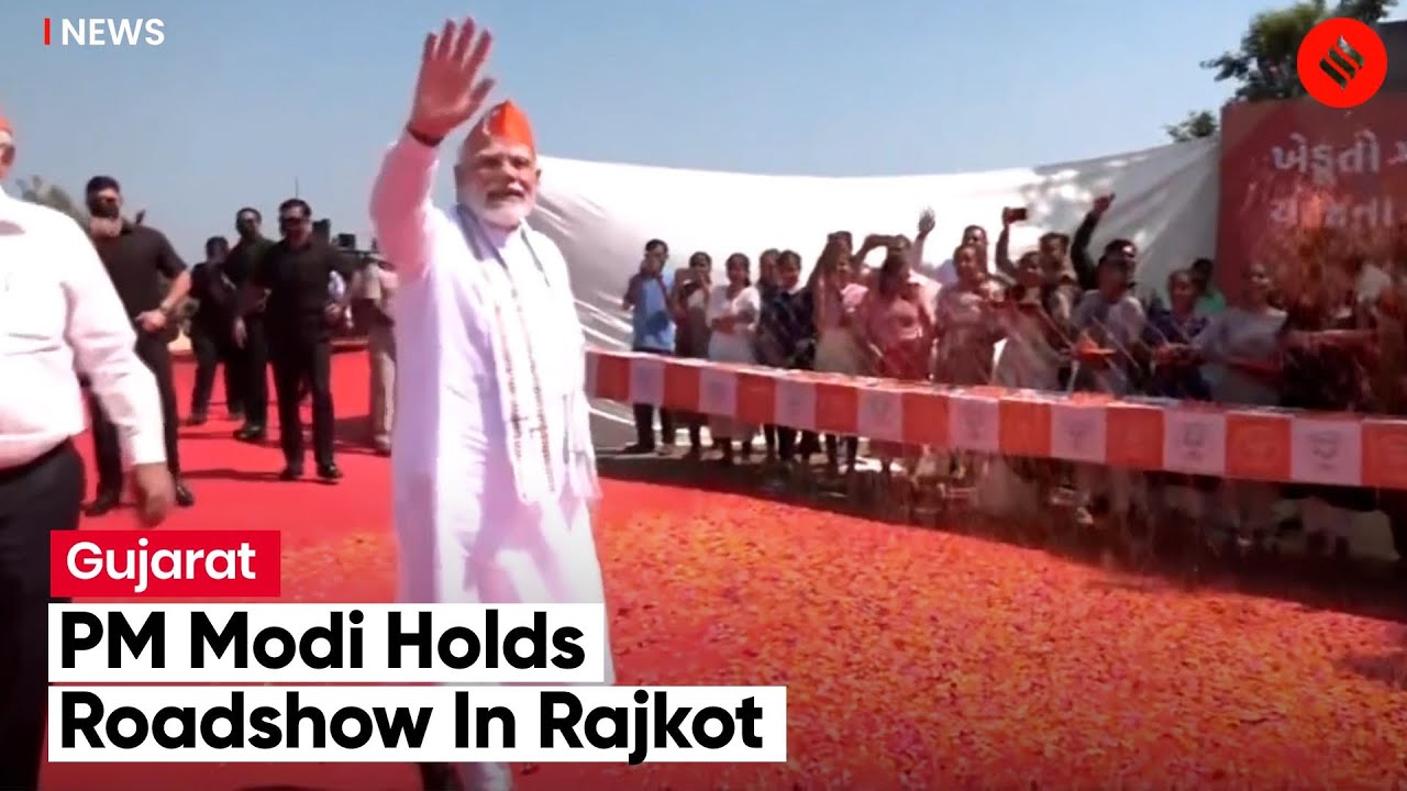 Modi In Rajkot Prime Minister Narendra Modi Holds Roadshow In Rajkot, Gujarat - YouTube