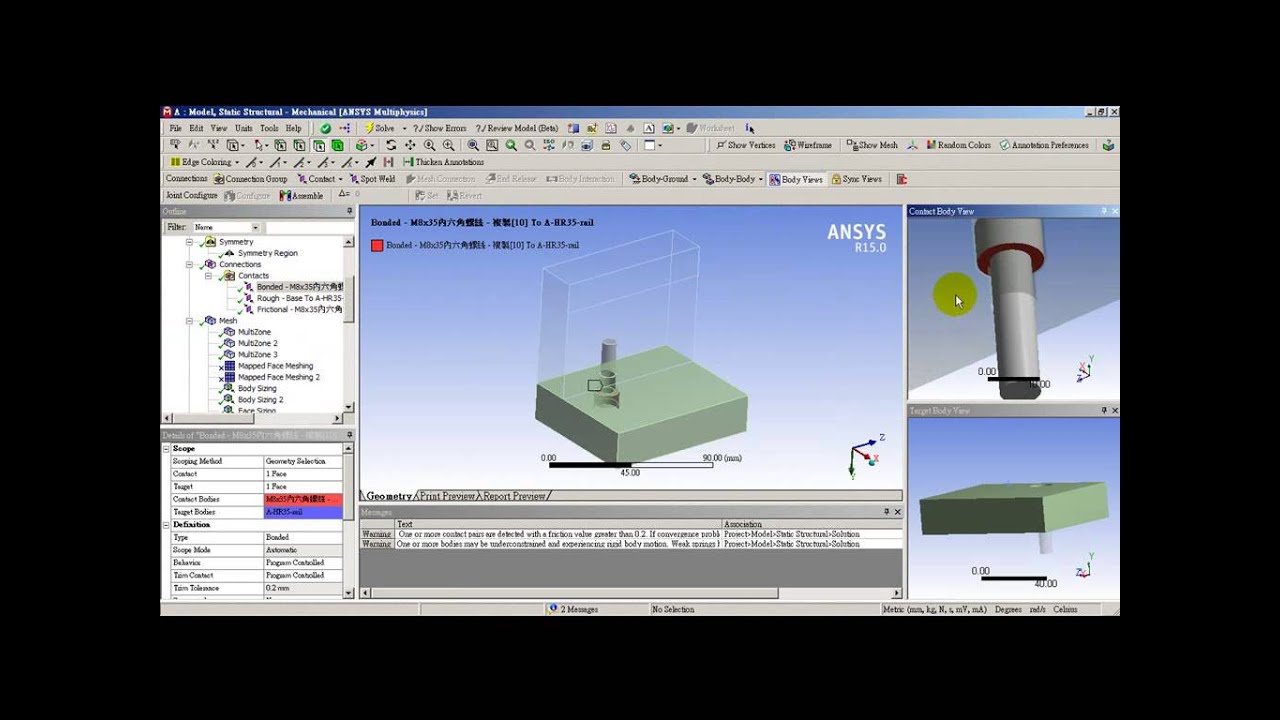 ANSYS R150 New Feature Bolt Thread Analysis YouTube