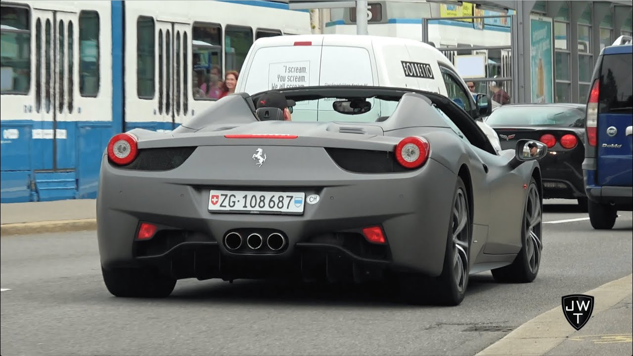 Ferrari 458 Italia & 458 Spider in Zurich! LOUD Exhaust SOUNDS!