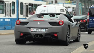 Ferrari 458 Italia &amp; 458 Spider in Zurich! LOUD Exhaust SOUNDS!