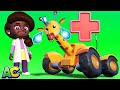 AnimaCars - GIRAFFE CRANE is scare of the doctor  - Cartoons for kids with trucks &amp; animals