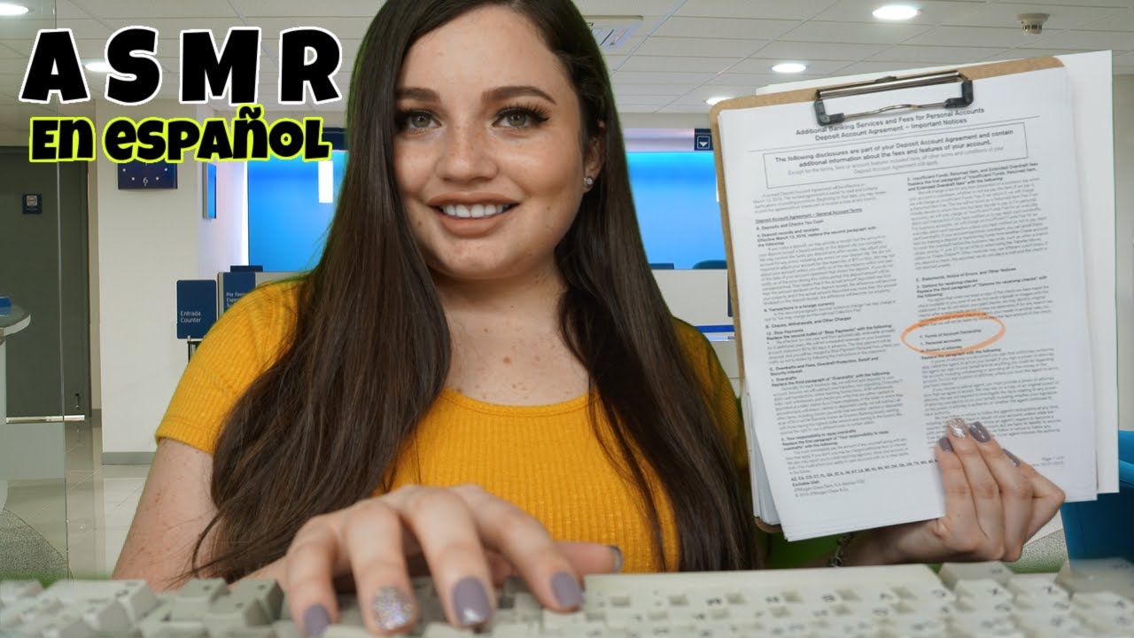 ASMR en español - Agente de Banco obtén tu tarjeta - [Roleplay] TAPPING en un teclado viejo (1984)