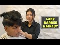 SCHOOL BOY HAIRCUT BY FEMALE BARBER || MISS BARBER