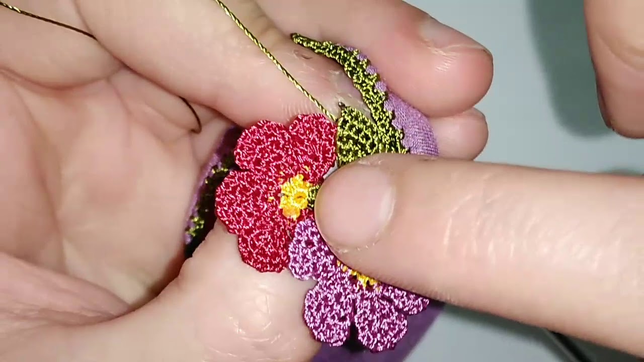 dalinda iki cicekli tig oyasi igneden tiga istek model tasarim youtube boncuk oya ornekleri boncuklu tig
