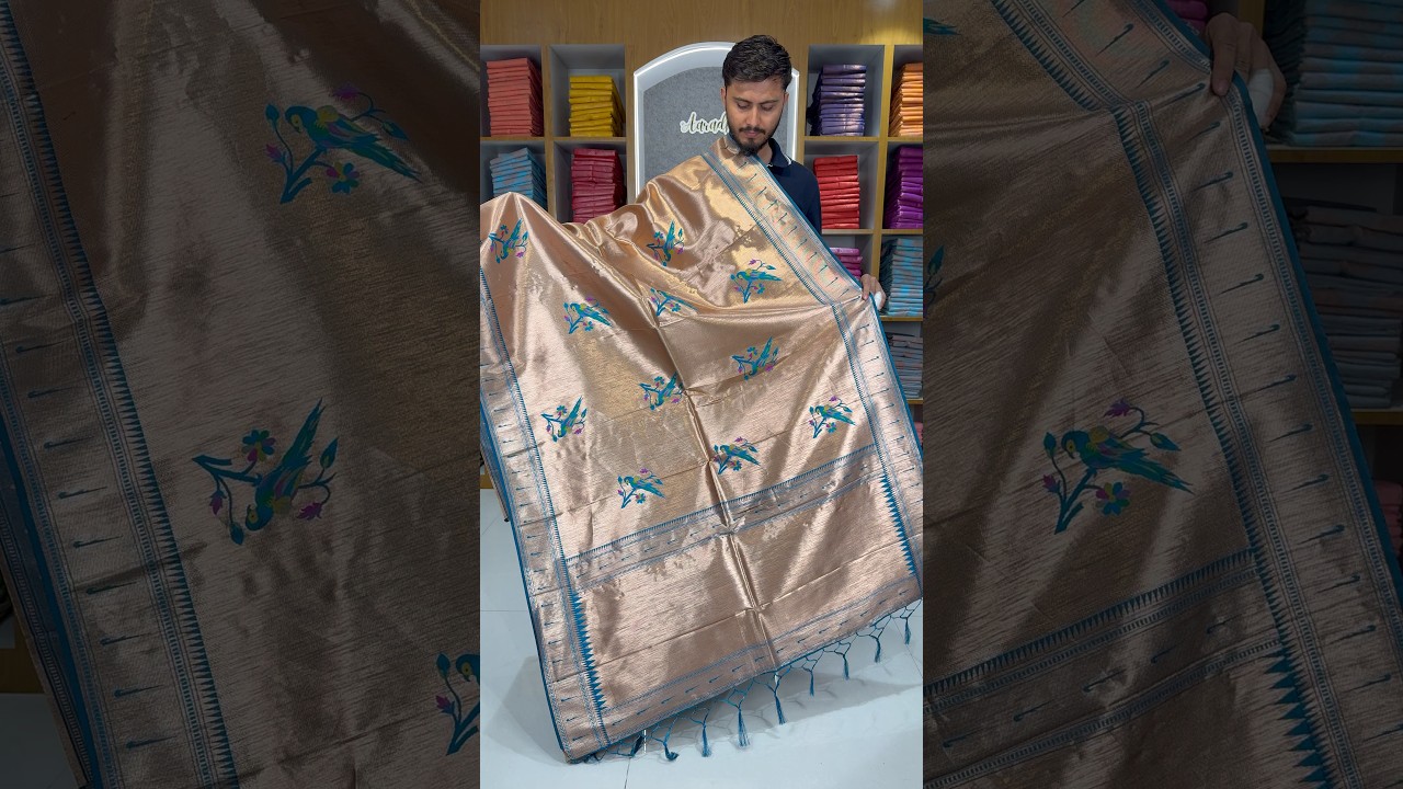 Pure Fully Zari Woven Parrot Motif Paithani Dupatta