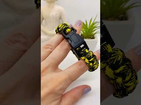 Чоловічий браслет виживання паракорд чорний з жовтим, видео 1