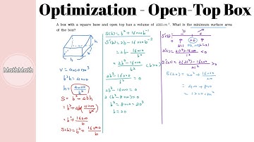 Differentiation - HOW TO: Optimization Problems - Open-Top Box