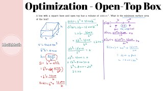 Differentiation - HOW TO: Optimization Problems - Open-Top Box