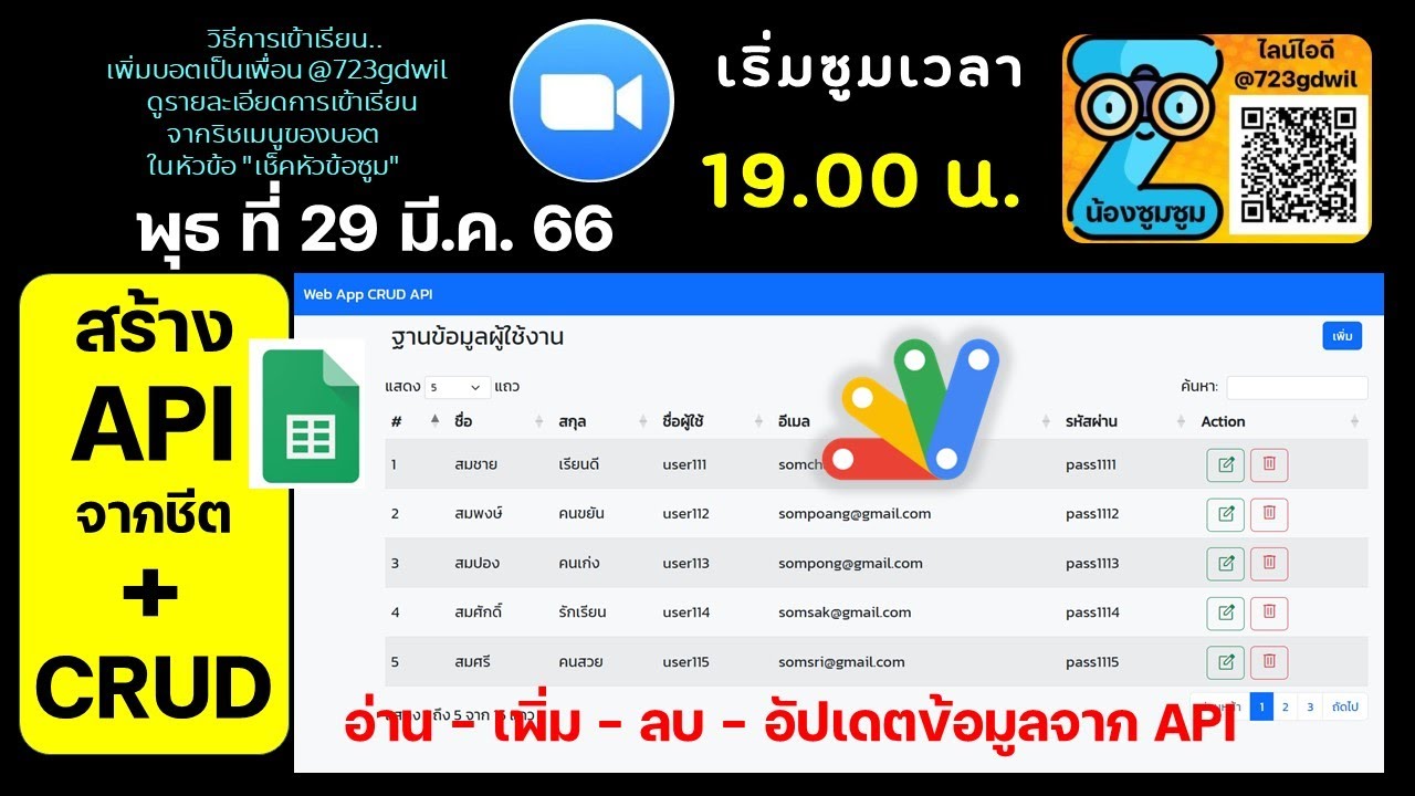 ซูมสุดว้าว การสร้าง API จากชีต และการทำเว็บแอประบบ CRUD จาก API