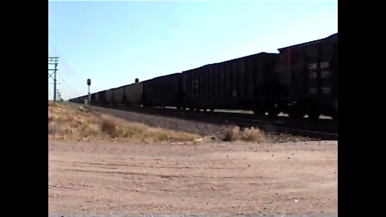 UP 5691 leading loaded coal train east of Chapman with horn stuck on July 17,2005