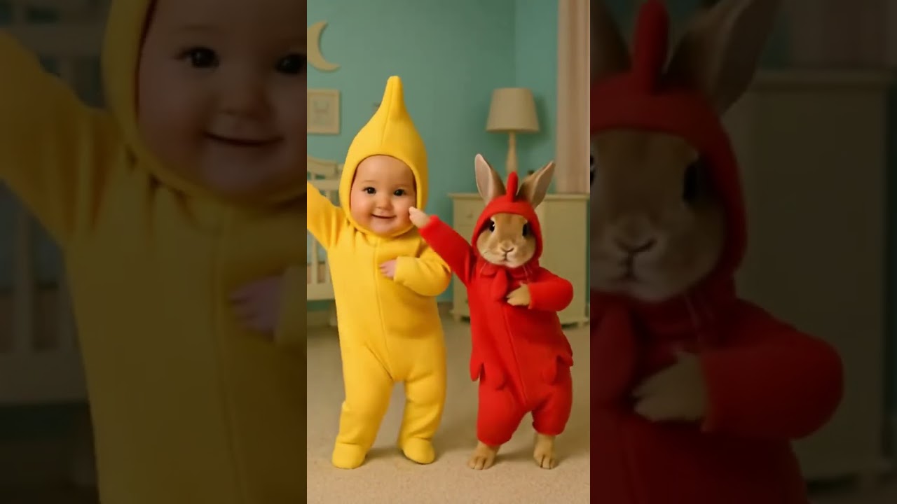 A Cute Baby Chicken Banana Dance Challenge vs Bunny in Chicken Costume 😍😂
