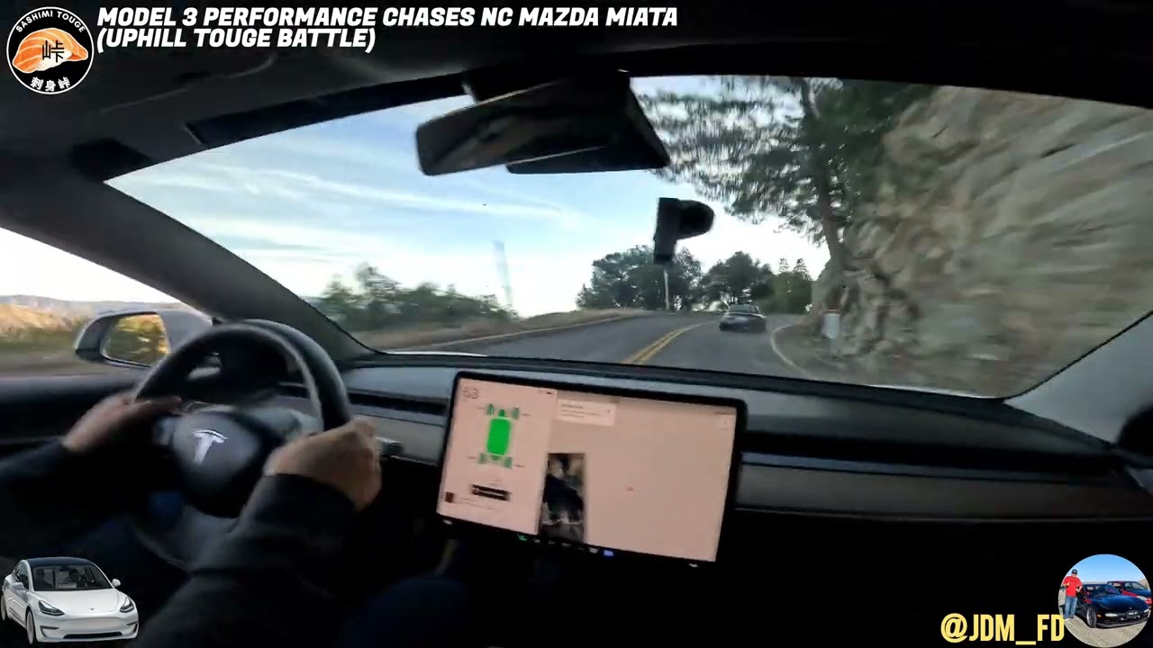 Model 3 Performance & NC Mazda Miata Uphill Touge Run
