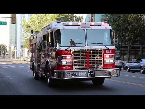 San Jose FD Engine 1 and Medic Ambulance Responding Code 3