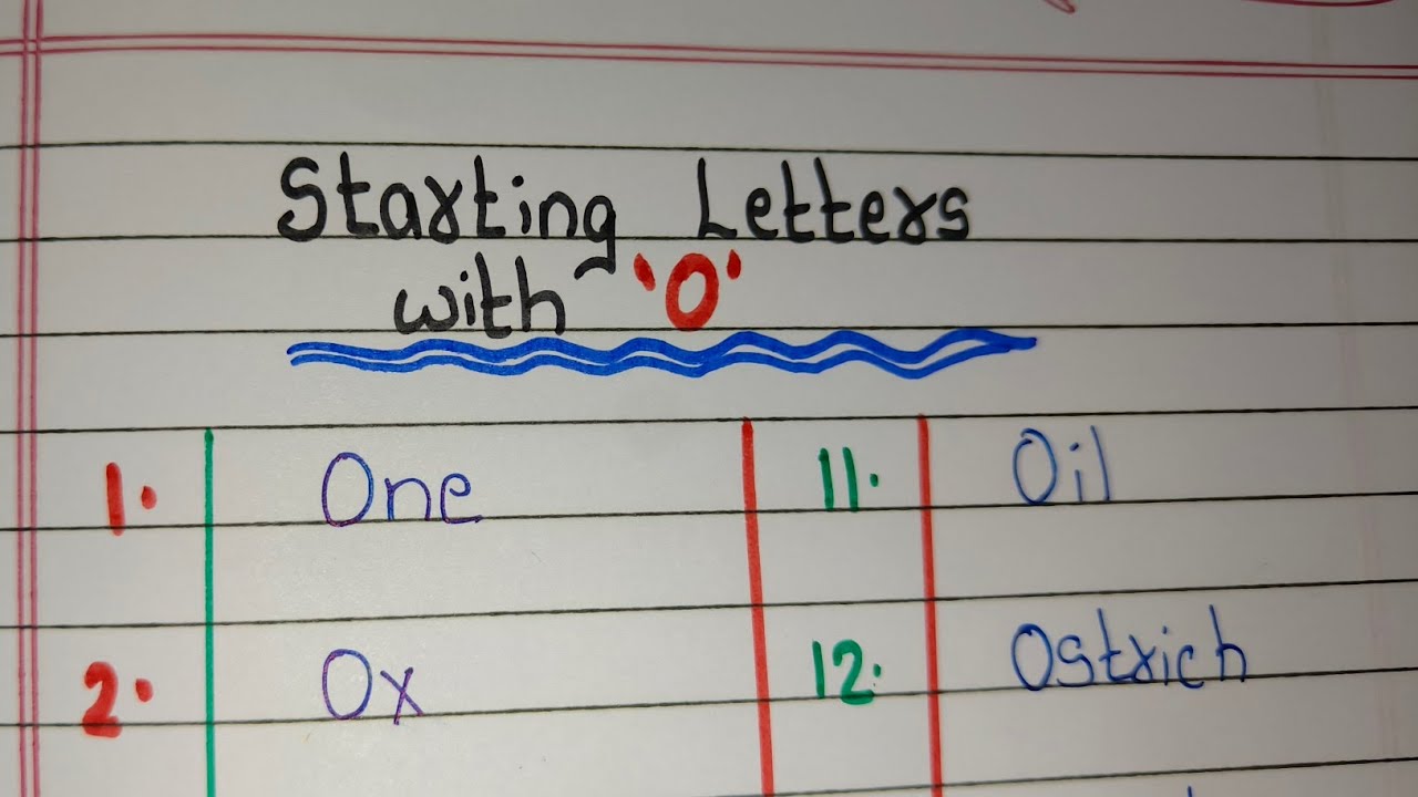  ' O' Letter Words / 20 Examples Starting Letter with O