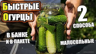 Быстрые малосольные огурцы - 2 способа, в банке и в пакете