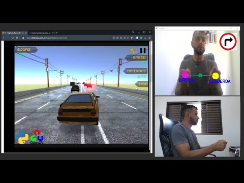 Controlando jogo de corrida com as mãos usando Python e Opencv - IA para simular volante de carro