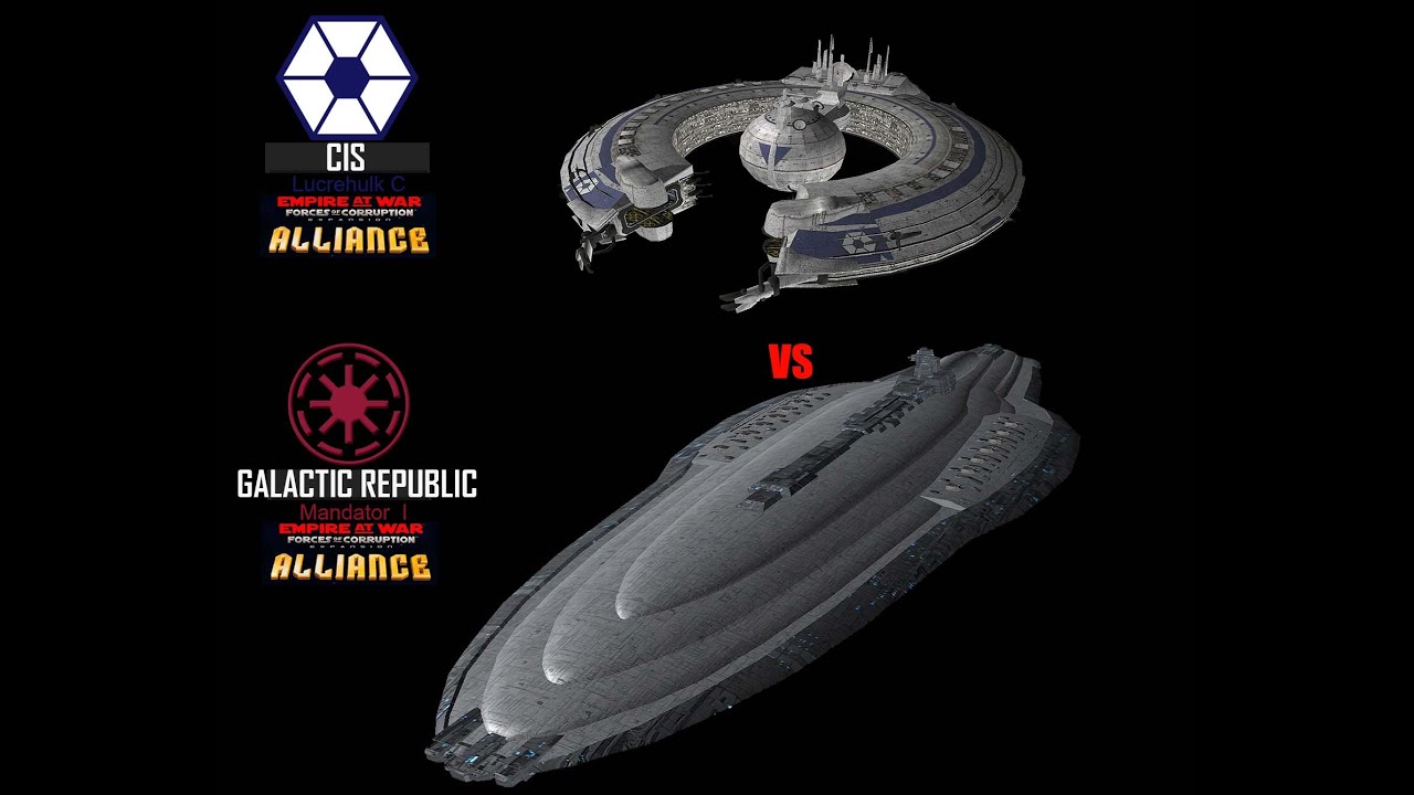 Star Wars – Empire at War – FOC Alliance – Lucrehulk C vs Mandator I