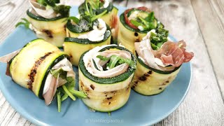 Rotolini di zucchine speck e rucola