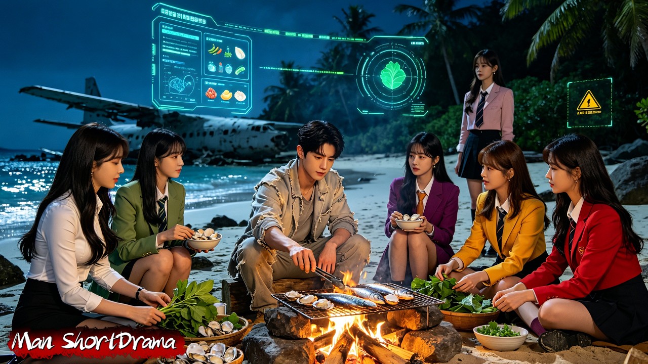 Plane crash leaves him stranded on an island, where he survives with five beautiful women!