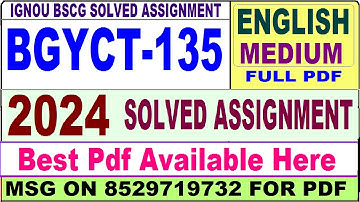 BGYCT 135 solved assignment 2024 || bgyct 135 solved assignment 2023-24 in English ||  bgyct135 2024
