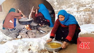 Rural life in cold winter|cooking the most delicious and Traditional food(Halwa)|4K