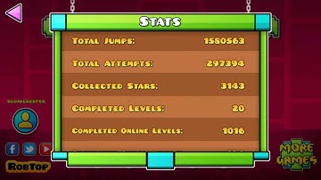 Geometry Dash [2.0] - MY STATS (23/6/2016) + 1500 Subs